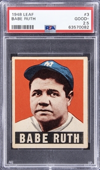 1948 Leaf #3 Babe Ruth – PSA GD+ 2.5